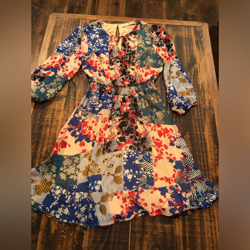 Collective Concepts Patchwork Floral Mini Dress -… - image 1